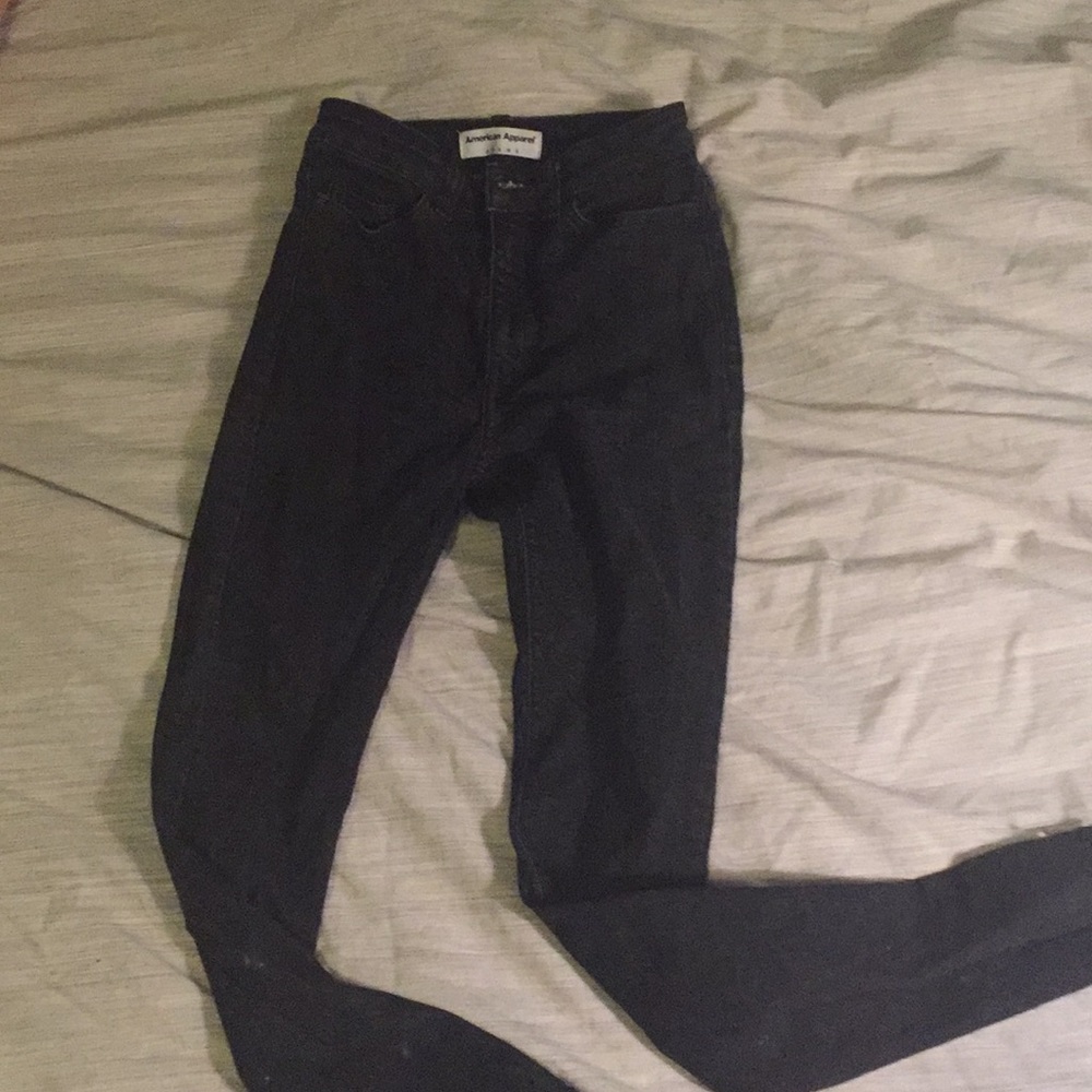 American apparel easy jeans xxs black denim sz 24